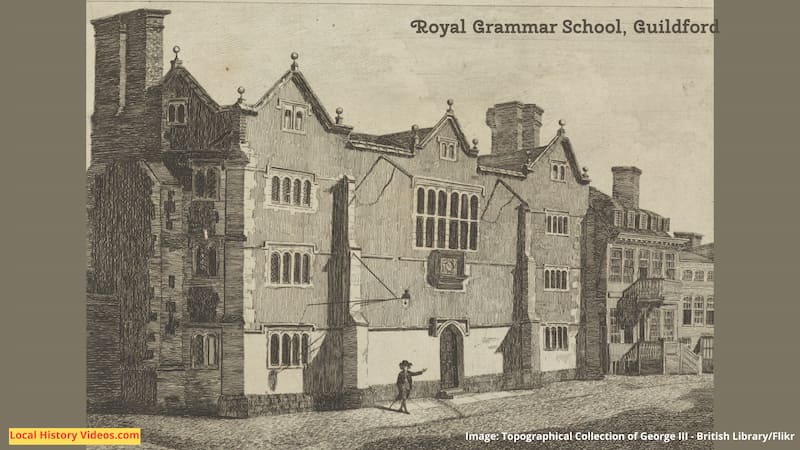 Old picture of the Royal Grammar School Guildford Surrey published in the late 1700s