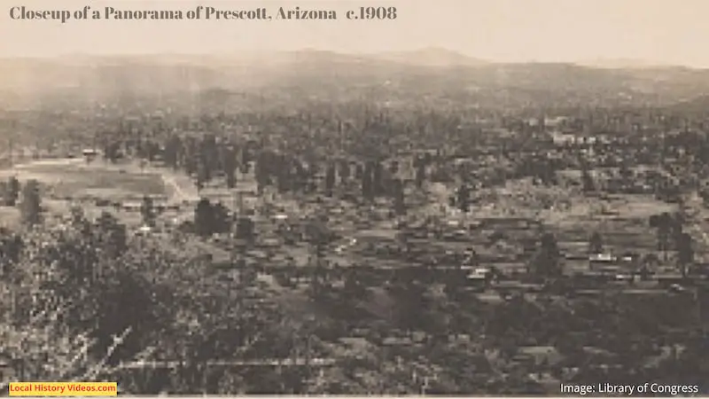 Closeup of a part of the old photo panorama of Prescott Arizona c1908
