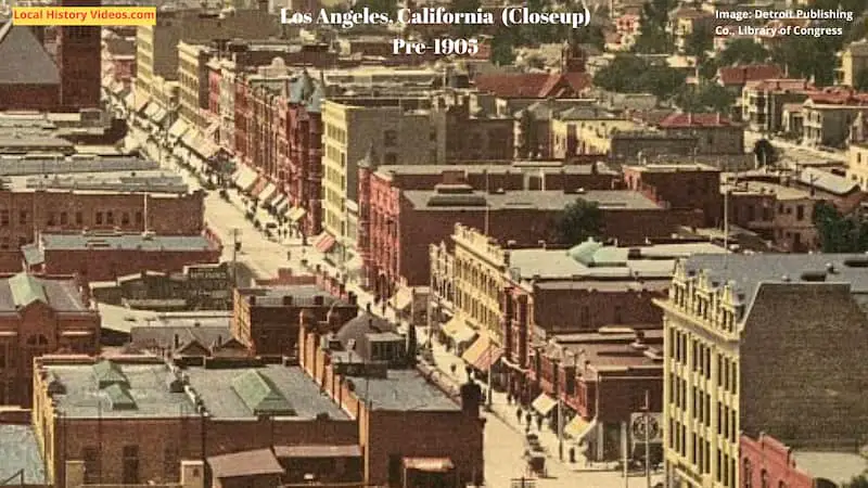 Closeup of a panorama of Los Angeles California pre1905