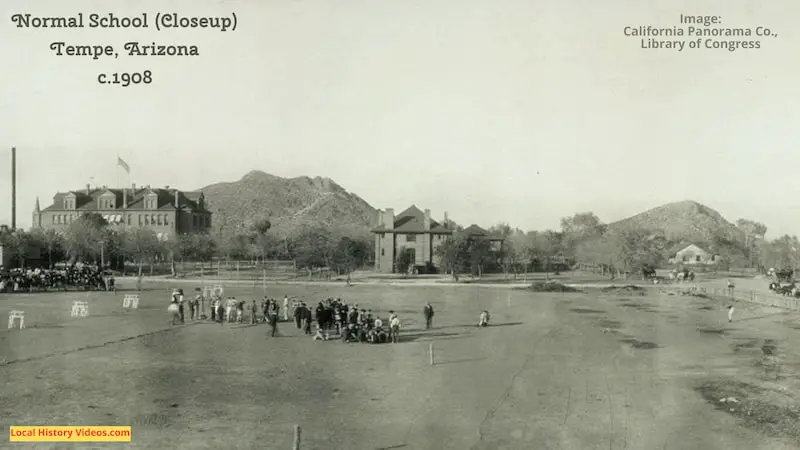 loseup of the old photo of the Normal School campus Tempe Arizona circa 1908