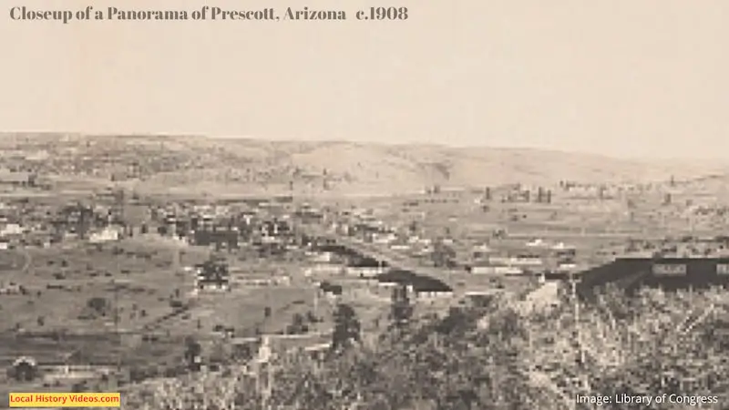 Closeup of a part of the old photo panorama of Prescott Arizona c1908