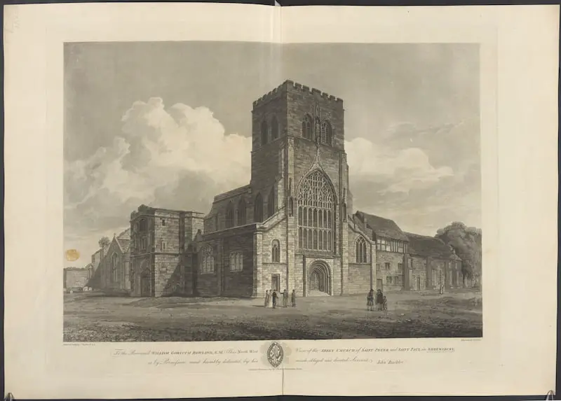 North West View of the Abbey Church of Saint Peter and Saint Paul SHREWSBURY published 1814 Topographical Collection of George III British Library Flikr