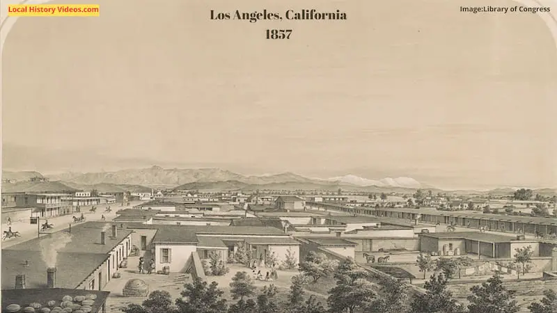 Old Lithograph of Los Angeles California circa 1857