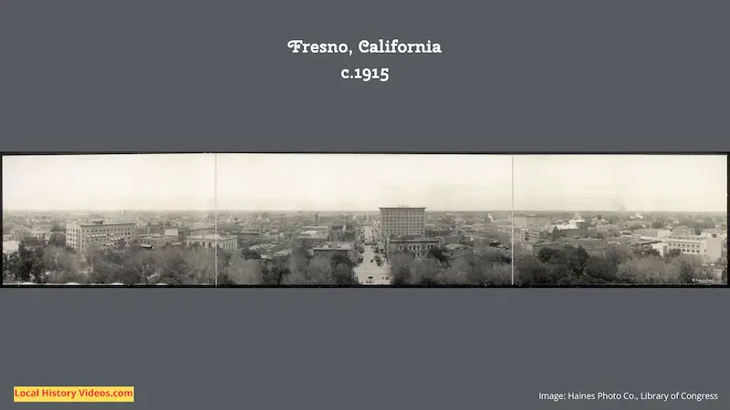 Old Panorama view of Fresno California 1915