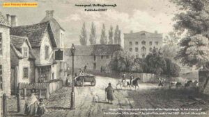 Old book illustration of Swanspool Wellingborough published 1837