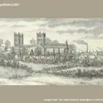 Old book illustration of the General View of Southwell published 1885