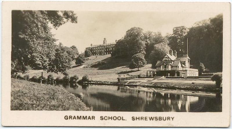 Old photo cigarette card of the Grammar school, Shrewsbury Image credit George Arents Collection, The New York Public Library
