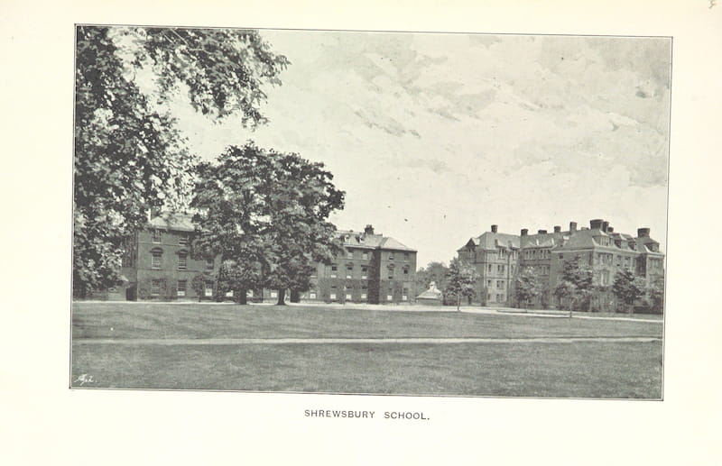 Old photo of Shrewsbury School, circa 1897 Image credit: "Guide to Shrewsbury and the neighbourhood ... With maps and illustrations" by Auden, Thomas, published 1897. British Library/Flikr