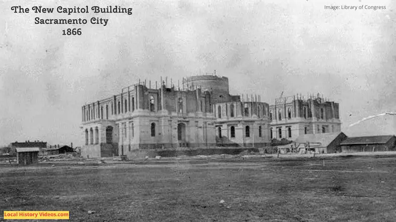 Old photo of The New Capitol Building, Sacramento City published 1866