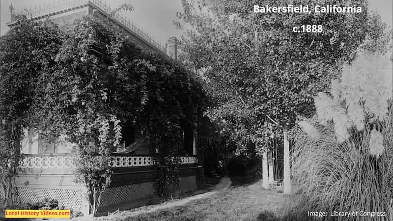 An old photo of a house in Bakersfield California, circa 1888