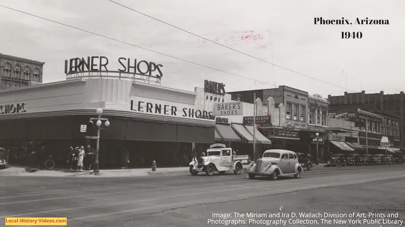 Old photo of one of the main streets of Phoenix, Arizona, 1940