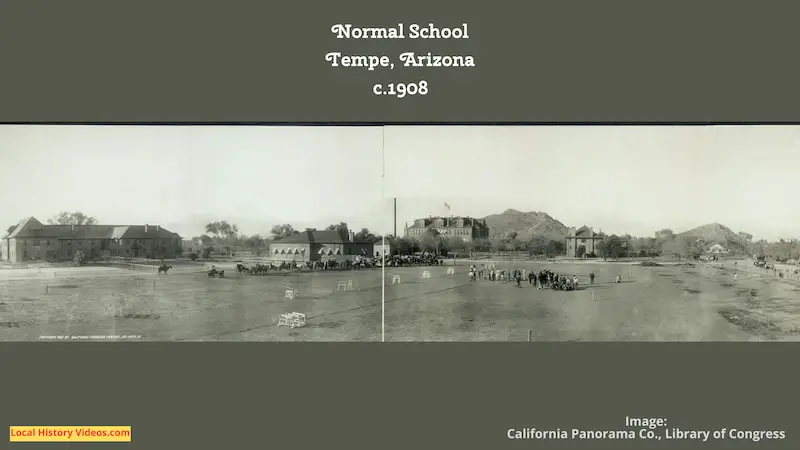 Old photo of the Normal School campus at Tempe Arizona circa 1908