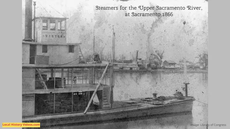 Old photo of the Steamers for the Upper Sacramento River, at Sacramento 1866