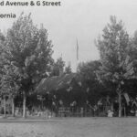 Old photo of the corner of Railroad Avenue & G Street Bakersfield ca in 1880