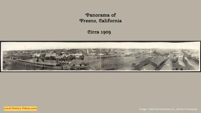 Old photo panorama of Fresno California circa 1909