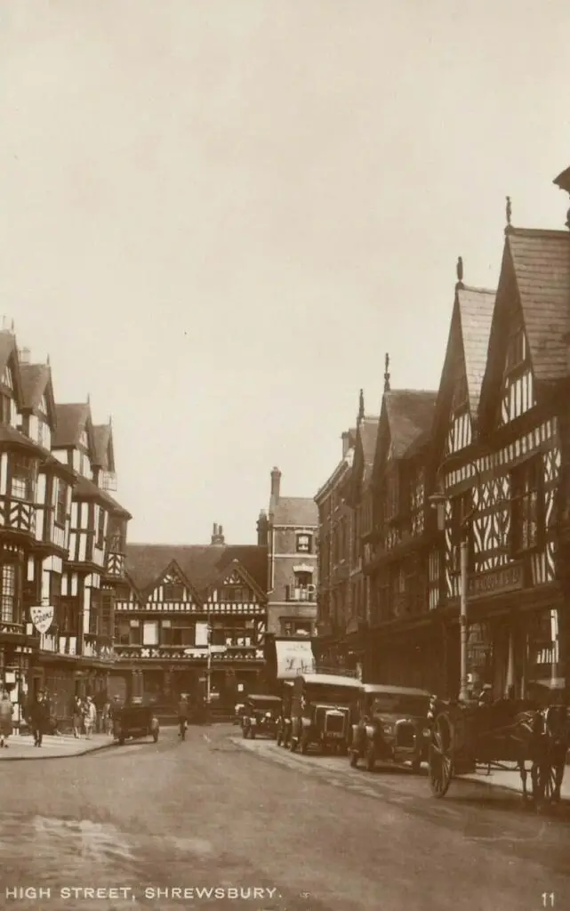 Old photo postcard of High Street Shrewsbury Shropshire Image from Mark Crombie on Flikr