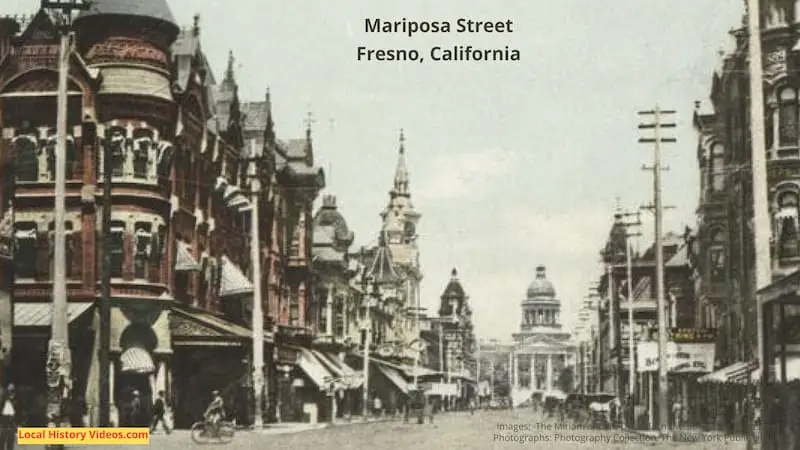 Old photo postcard of Mariposa Street Fresno California c1903