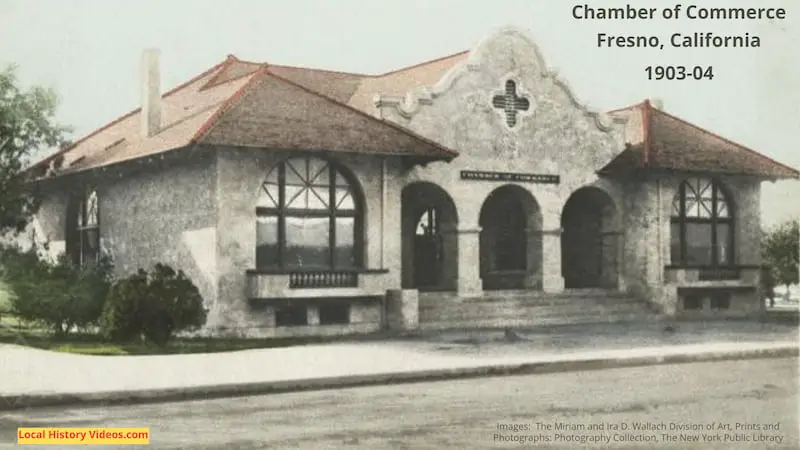 Old photo postcard of the Chamber of Commerce Fresno California 1903-04