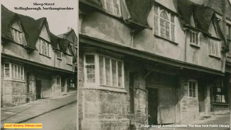Old picture of an ancient house on Sheep Street Wellingborough Northamptonshire England