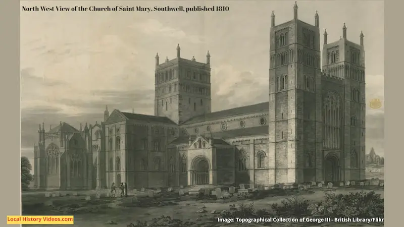 Old picture of the North West View of the Church of Saint Mary Southwell published 1810