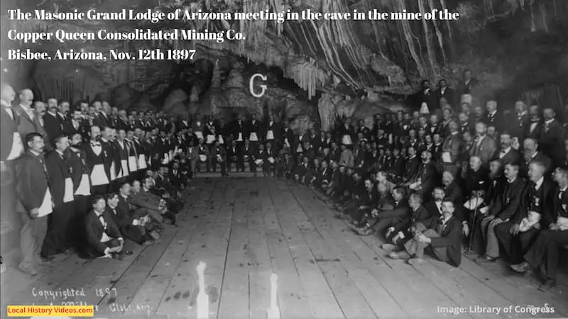 The Masonic Grand Lodge of Arizona meeting in the cave in the mine of the Copper Queen Consolidated Mining Co. at Bisbee, Arizona, Nov. 12th 1897