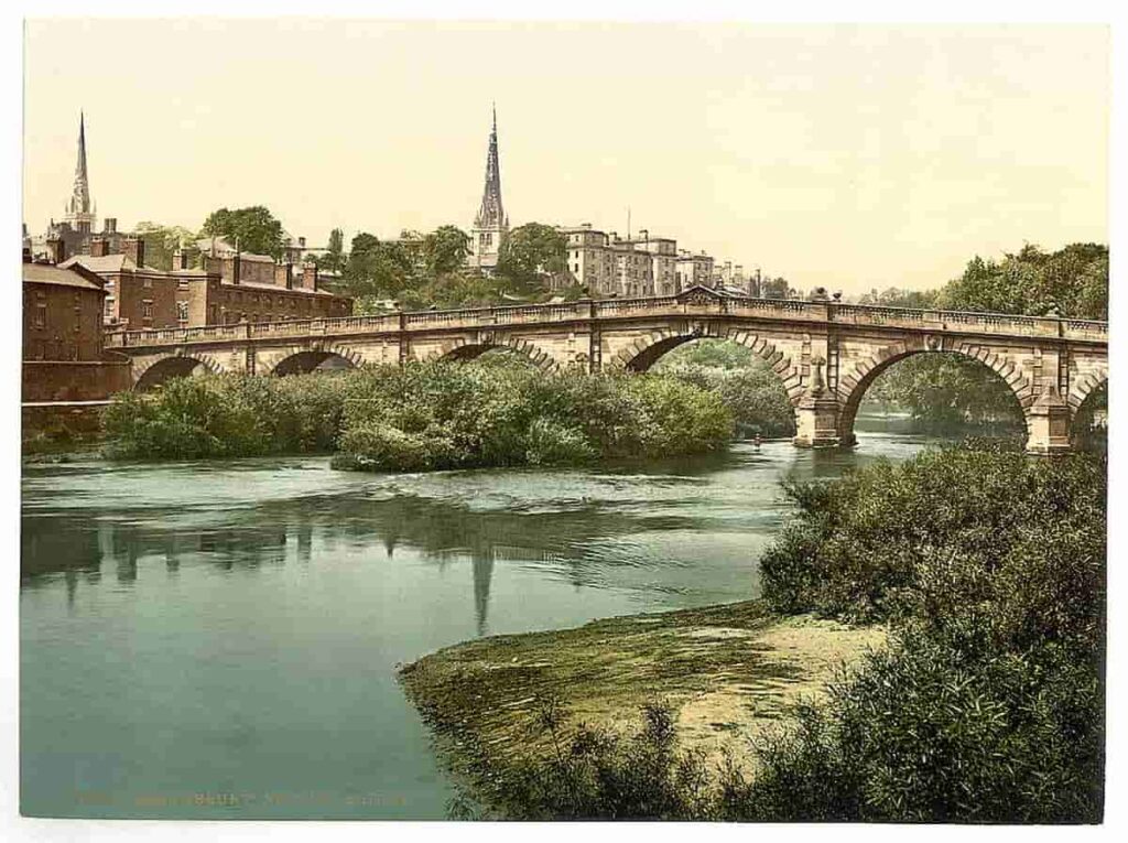 The bridge at Shrewsbury Shropshire England taken by 1905 Image credit Detroit Publishing Company Library of Congress