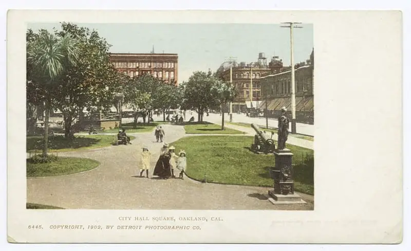Old photo postcard of City Hall Square, Oakland, California circa 1903