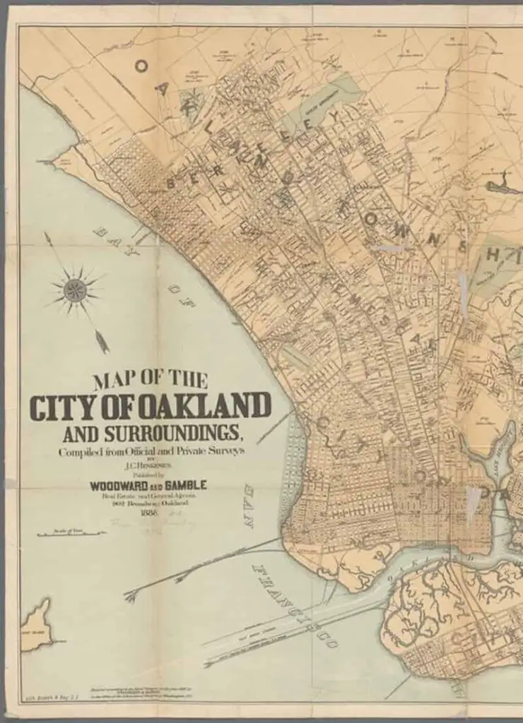 Old map of the City of Oakland and surroundings, published 1888