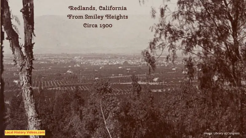 Old photo of Redlands, California, from Smiley Heights circa 1900