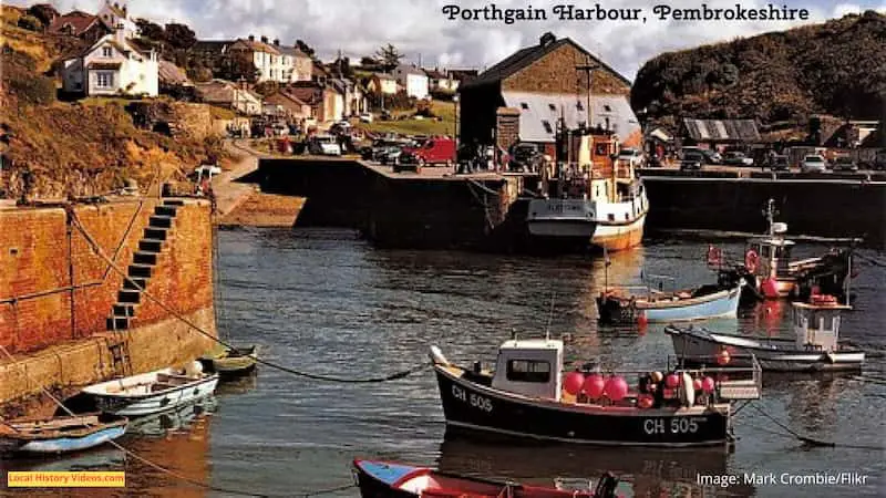 Old photo postcard of Porthgain Harbour Pembrokeshire Wales circa 1980s