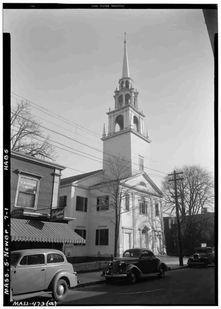 Old photo of the Meetinghouse of First Religious Society, Pleasant Street, Newburyport, Essex County, MA