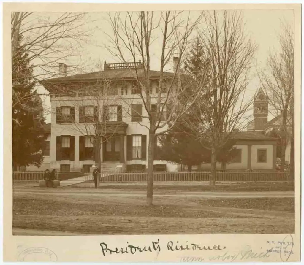 Old photo of the President's residence at Ann Arbor Michigan