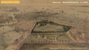 Old picture of a Bird's eye view of Boston Massachusetts in 1850