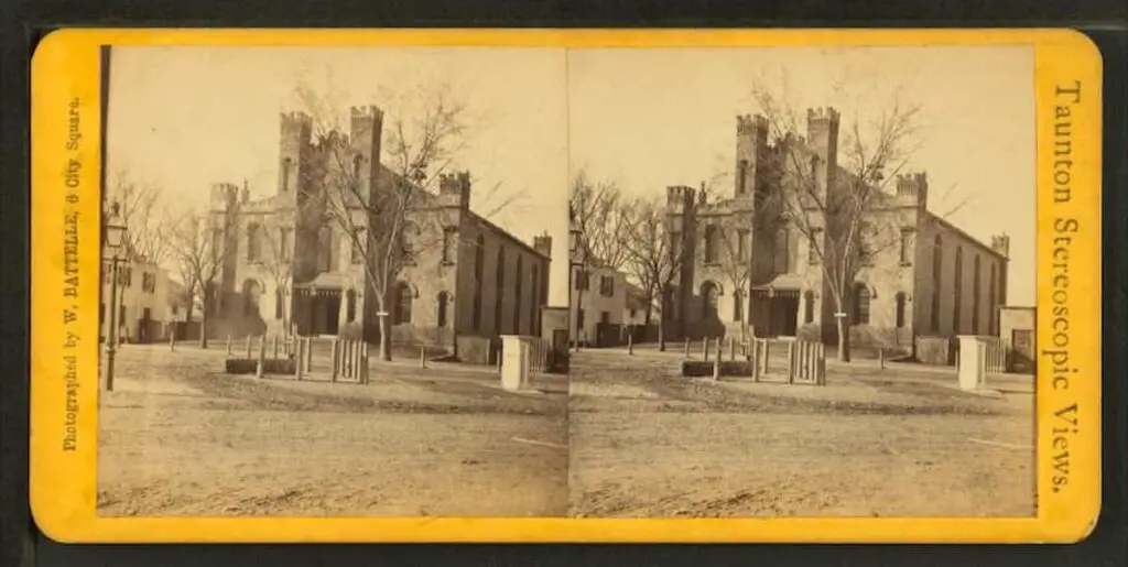 Old stereograph photo of the City Hall, Taunton, Massachusetts