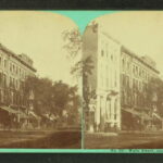 Old stereographic photo of Main Street, opposite City Hall, Worcester, Mass