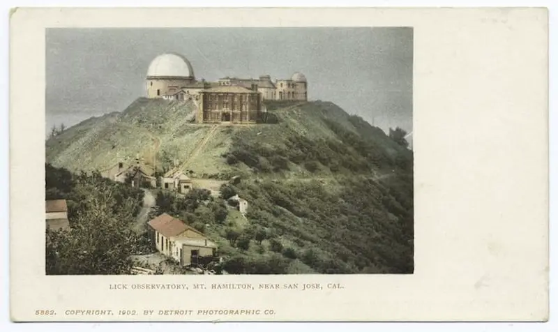Vintage postcard of Lick Observatory, San Jose, circa 1902