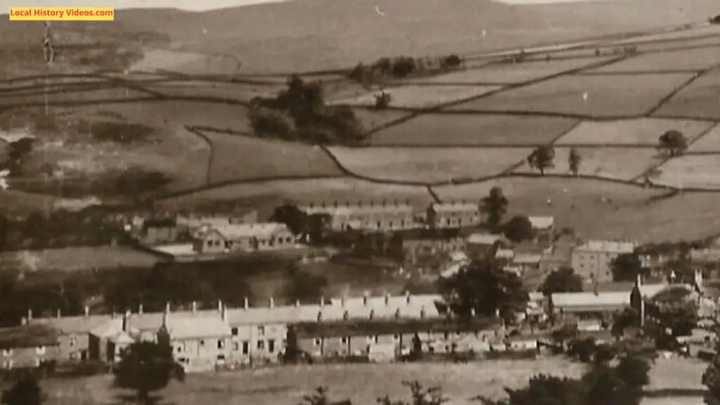 Closeup of a vintage postcard of Hayfield in Derbyshire, England