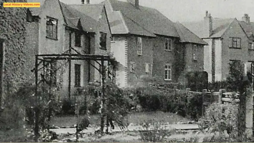 Closeup of an old postcard of The Crescent at Langwith Junction, Shirebrook, Derbyshire, England