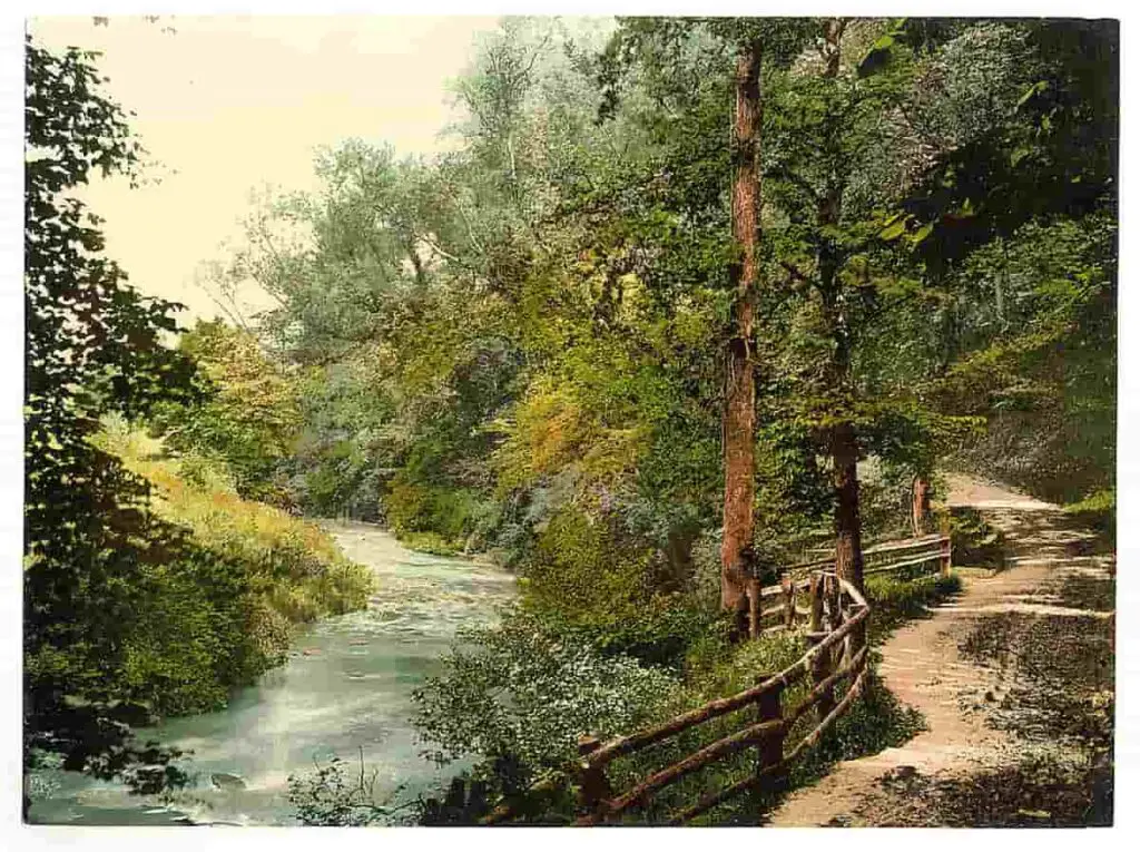 Old photo of the River Trothy in Monmouthshire ,Wales, circa 1900