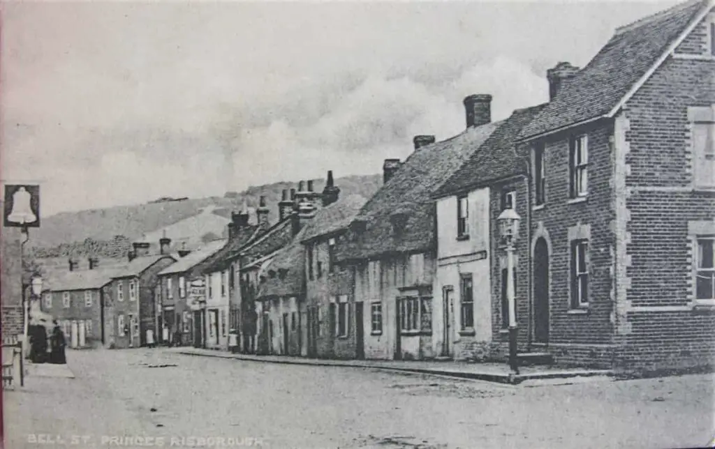 Old photo postcard of Bell Street in Princess Risborough, which was circa 1921 so probably a nostalgic print series