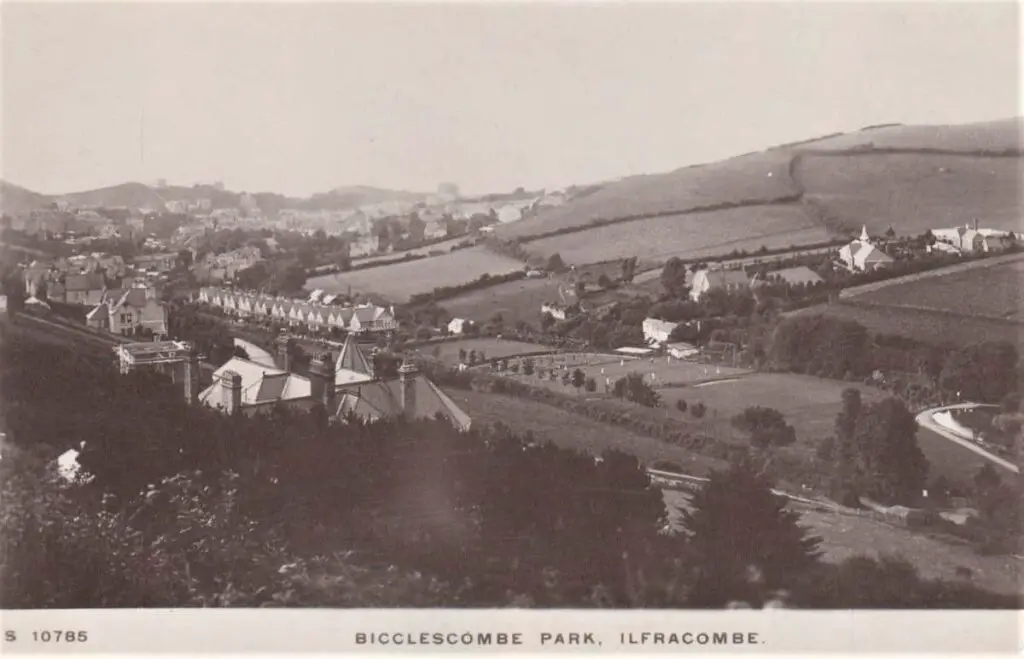 Old photo postcard of Bicclescombe Park in Ilfracombe, Devon, circa 1922