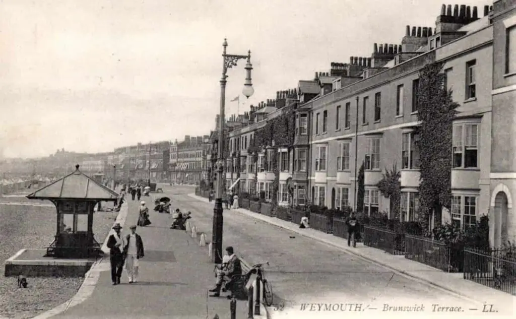 Old photo postcard of Brunswick Terrace in Weymouth, Dorset