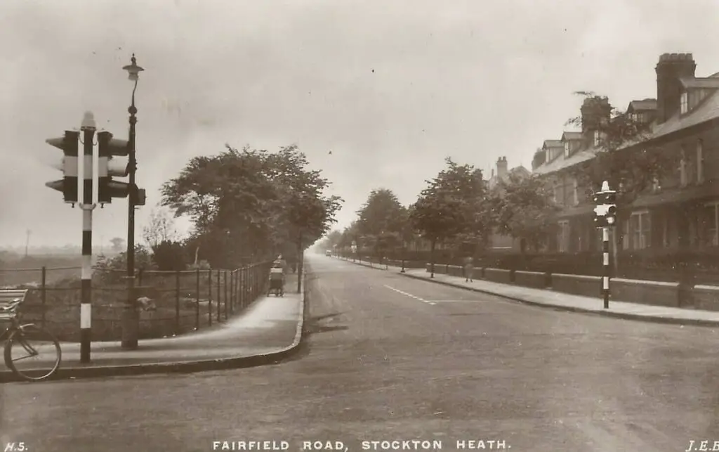 Old photo postcard of Fairfield Road in Stockton Heath, Cheshire