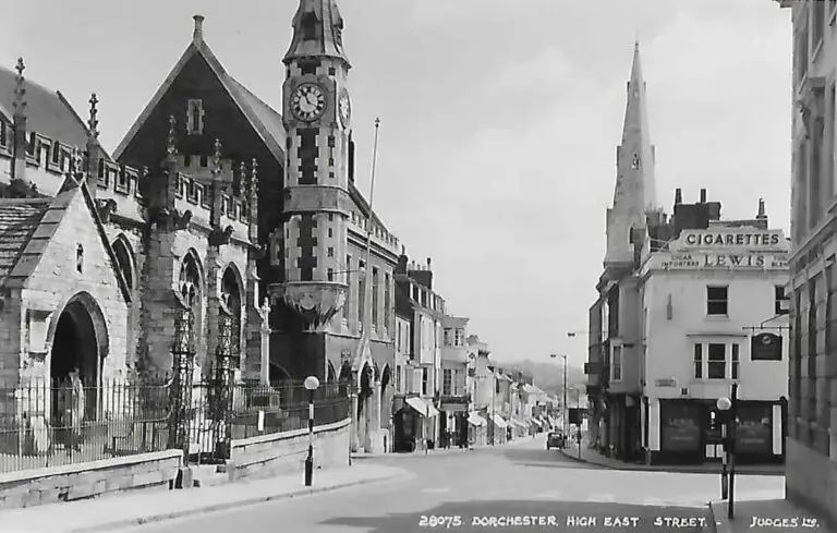 Old photo postcard of High East Street, Dorchester, Dorset, England