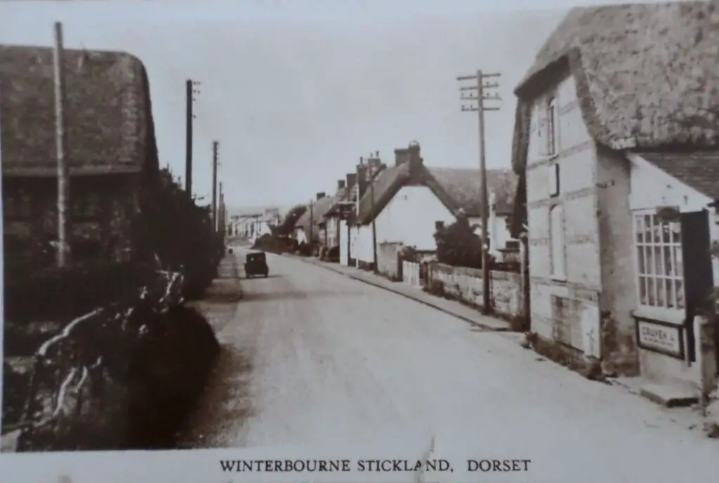 Old photo postcard of Winterbourne Stickland, in Dorset, England
