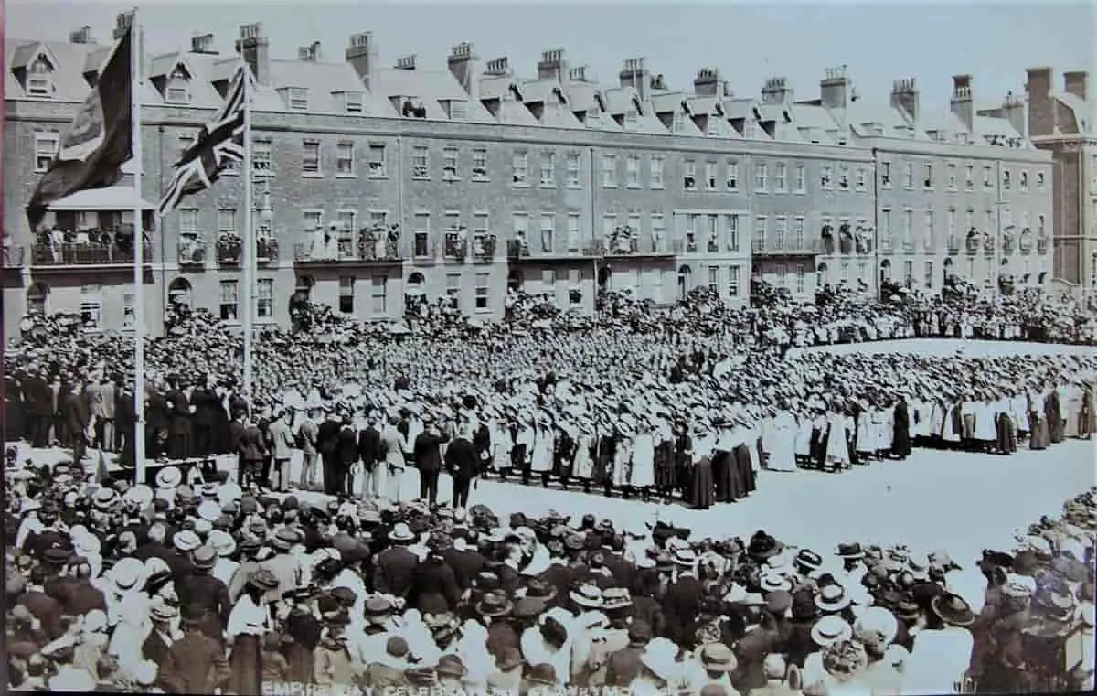 Old photo postcard of the Empire Day celebrations at Weymouth in Dorset, England