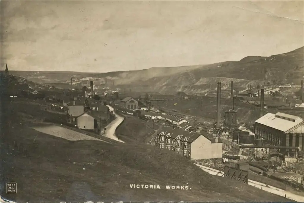 Old photo postcard of the Victoria Works colliery at Ebbw Vale, now in Blaenau Gwent