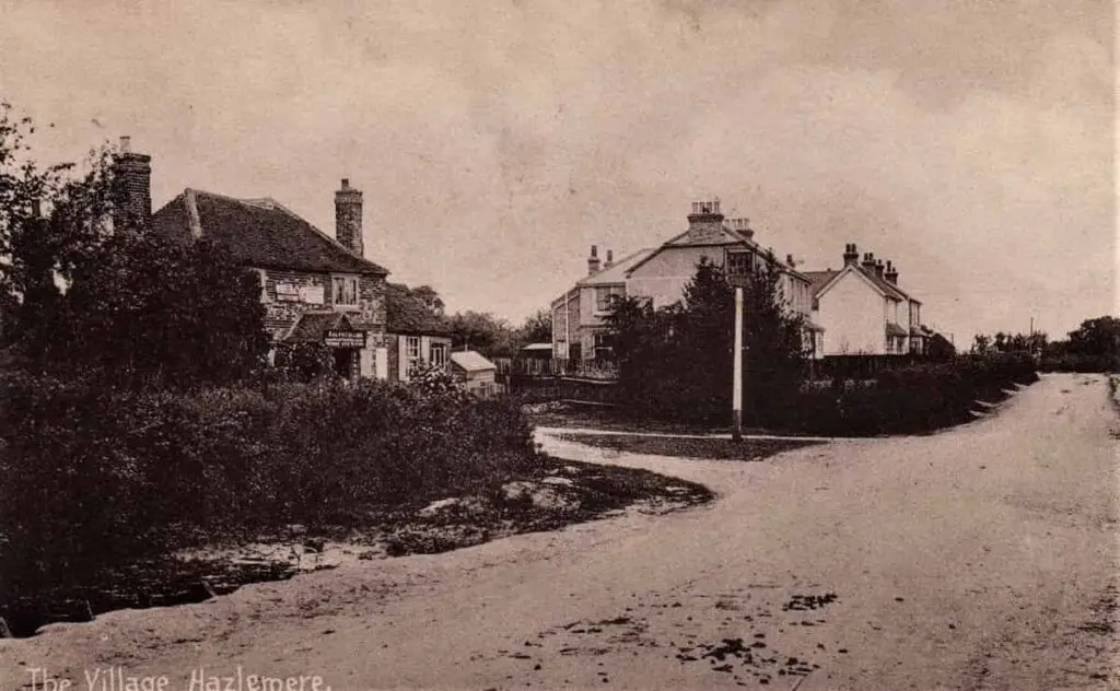 Old photo postcard of the village and pub at Hazlemere in Buckinghamshire, England