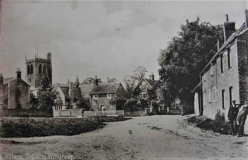 Old photo postcard of the village square at Wingrave, Buckinghamshire