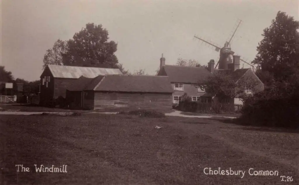 Old photo postcard of the windmill at Cholesbury, in Buckinghamshire, England